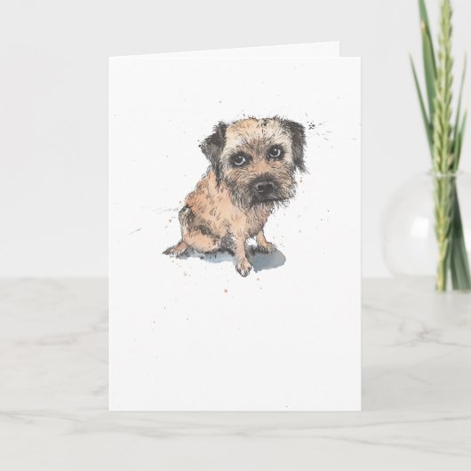 Carte Illustration Border Terrier, drôle Dog Birthday (Devant)