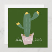 Carte Illustration Cactus Cupcake Anniversaire (Devant / Derrière)
