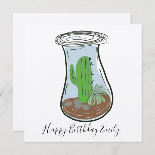 Carte Illustration Cactus Jar Greenery (Devant / Derrière)