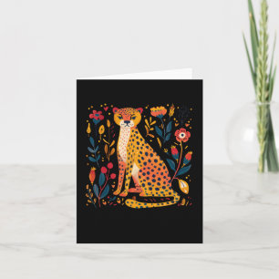 Carte Illustration Colorée D'un Guépard Assis Parmi Des