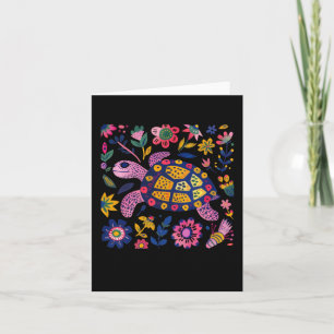 Carte Illustration Colorée D'une Tortue Entourée