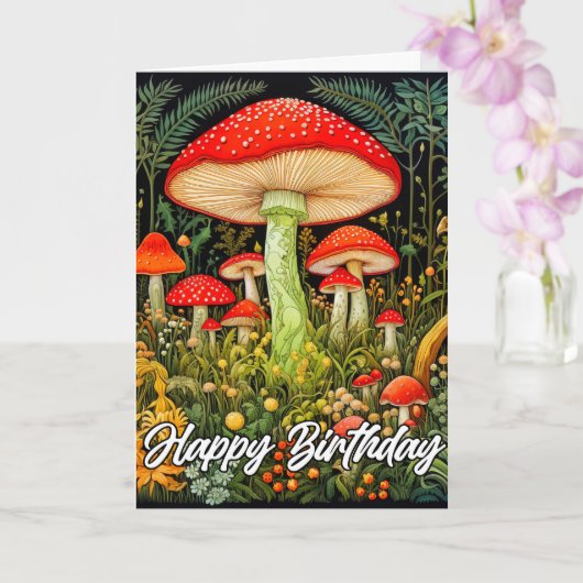 Carte Illustration créative de la forêt de champignons (Orchidée)