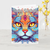 Carte Illustration Creative Kitty Cat (Fleur jaune)