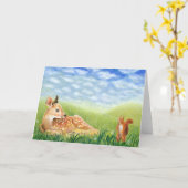 Carte Illustration creusée dans l'herbe (Fleur jaune)