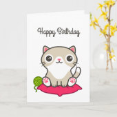 Carte Illustration Cute Kitty (Fleur jaune)