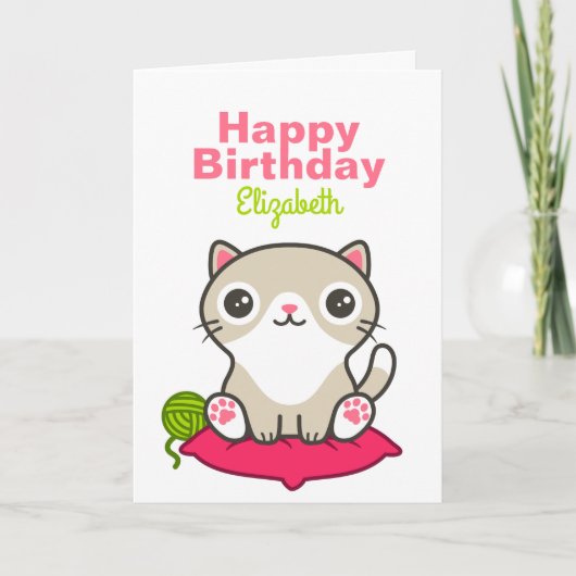 Carte Illustration Cute Kitty (Devant)