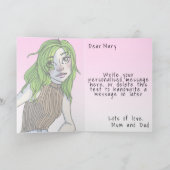 Carte Illustration d'Ado rose mignonne Anniversaire (Intérieur)