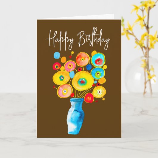 Carte Illustration d'art des fleurs funky (Fleur jaune)