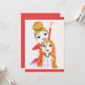 Carte Illustration d'art lunaire de coupe de cheveux mig (Devant/Arrière en situation)