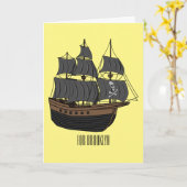 Carte Illustration de bateau pirate (Fleur jaune)
