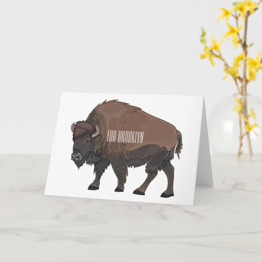 Carte Illustration de bison (Fleur jaune)