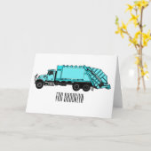 Carte Illustration de camion à ordures (Fleur jaune)