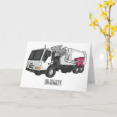 Carte Illustration de camion à ordures (Fleur jaune)