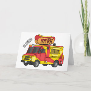 Carte Illustration de camion de nourriture hot dog de de