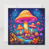 Carte Illustration de champignons sauvages colorés (Devant)