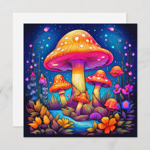 Carte Illustration de champignons sauvages colorés