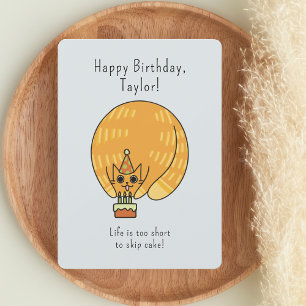 Carte Illustration de chat gras mignon orange Anniversai