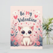 Carte Illustration de chat mignon pour la Saint-Valentin (Debout devant)