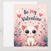 Carte Illustration de chat mignon pour la Saint-Valentin (Devant / Derrière)