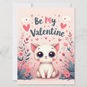 Carte Illustration de chat mignon pour la Saint-Valentin