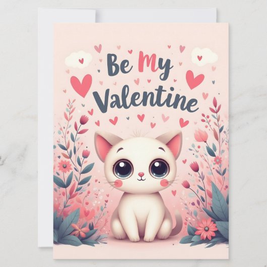 Carte Illustration de chat mignon pour la Saint-Valentin (Devant)