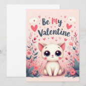 Carte Illustration de chat mignon pour la Saint-Valentin (Devant / Derrière)