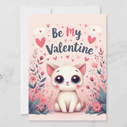 Carte Illustration de chat mignon pour la Saint-Valentin (Devant)
