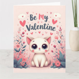 Carte Illustration de chat mignon pour la Saint-Valentin