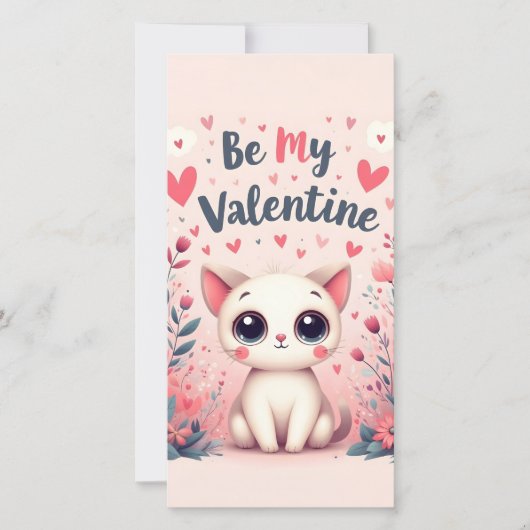Carte Illustration de chat mignon pour la Saint-Valentin (Devant)