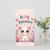 Carte Illustration de chat mignon pour la Saint-Valentin (Debout devant)