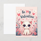 Carte Illustration de chat mignon pour la Saint-Valentin (Devant / Derrière)