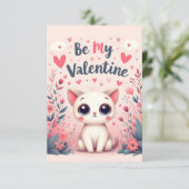 Carte Illustration de chat mignon pour la Saint-Valentin (Debout devant)