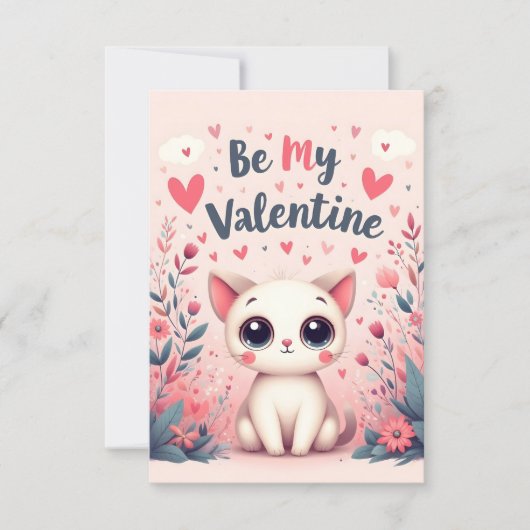 Carte Illustration de chat mignon pour la Saint-Valentin (Devant)