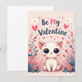 Carte Illustration de chat mignon pour la Saint-Valentin (Devant / Derrière)