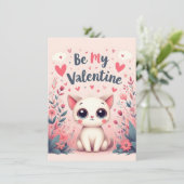 Carte Illustration de chat mignon pour la Saint-Valentin (Debout devant)