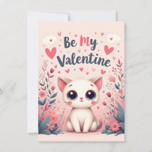 Carte Illustration de chat mignon pour la Saint-Valentin