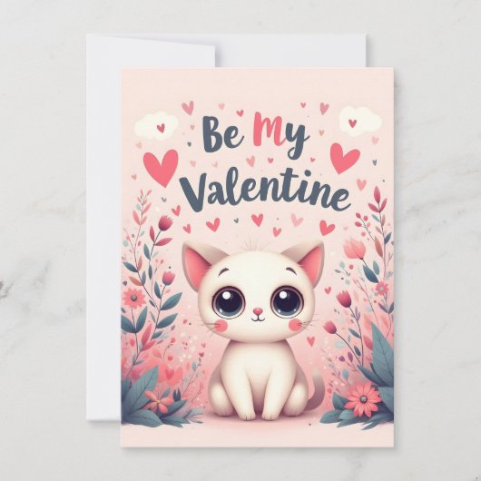 Carte Illustration de chat mignon pour la Saint-Valentin (Devant)