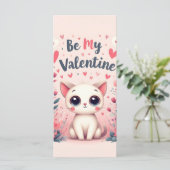 Carte Illustration de chat mignon pour la Saint-Valentin (Debout devant)