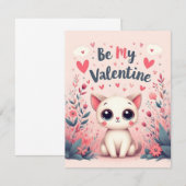 Carte Illustration de chat mignon pour la Saint-Valentin (Devant / Derrière)