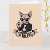 Carte Illustration de chat Sphynx café patron (Fleur jaune)
