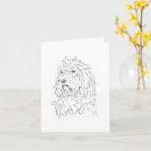 Carte Illustration de chien, Art mignon Cockapoo (Fleur jaune)