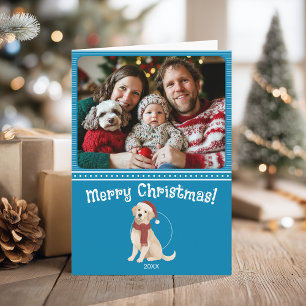 Carte Illustration de chien bleu Famille Photo Joyeux No
