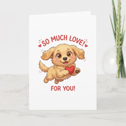 Carte Illustration de chiot mignon avec cœur (Devant)