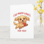 Carte Illustration de chiot mignon avec cœur (Fleur jaune)