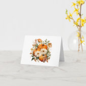Carte Illustration de citrouille et de fleurs d'automne (Fleur jaune)