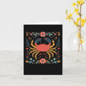 Carte Illustration de crabe coloré entourée (Fleur jaune)