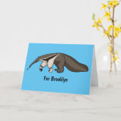 Carte Illustration de dessin animé d'Anteater happy (Fleur jaune)