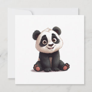 Carte Illustration de dessin animé d'ours panda assis