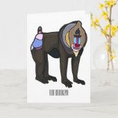 Carte Illustration de dessin animé Mandrill (Fleur jaune)