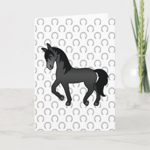 Carte Illustration de dessin animé mignon de cheval trot